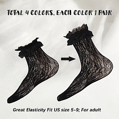 4 Pairs 4 Colors Nylon Women's Socks&nbsp;AJEW-CN0004-35