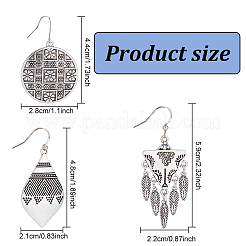 3 Pairs 3 Style Bohemia Teardrop & Flat Round & Triangle Alloy Geometry Dangle Earrings for Women&nbsp;EJEW-AN0002-25