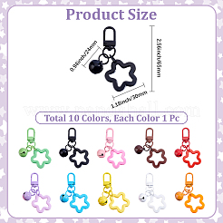 10Pcs 10 Colors Hollow Out Star Resin Pendant Decorations&nbsp;HJEW-BBC0001-41