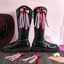 2Pairs 2 Styles Rugby Theme Polyester Bowknot Pendant Decorations&nbsp;AJEW-ME0004-16