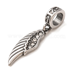 316 Surgical Stainless Steel & Rhinestone European Dangle Charms&nbsp;SA-CBA7555-16AS-01