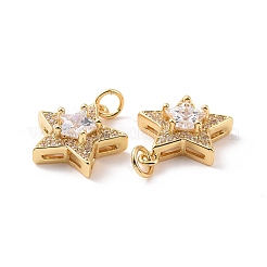 Star Brass Micro Pave Clear Cubic Zirconia Pendants&nbsp;KK-G435-38G