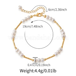 Natural Freshwater Pearl Potato Beaded Brass Tube Link Bracelets for Women&nbsp;LS-TP7024-1