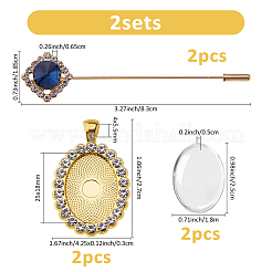 DIY Oval Alloy with Rhinestone Brooches Making Kits&nbsp;DIY-FH0009-70G