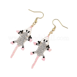 304 Stainless Steel with Glass Seed Beads Dangle Earrings&nbsp;EJEW-MZ00825
