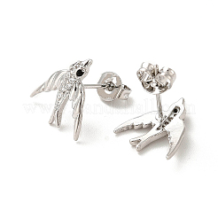 Cubic Zirconia Swallow Stud Earrings&nbsp;EJEW-F301-15