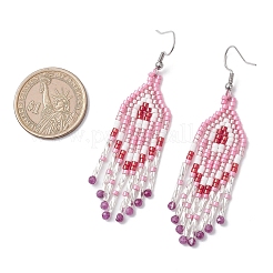 Natural Ruby Rhombus Dangle Earrings&nbsp;EJEW-MZ00567-06