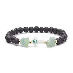 Natural Lava Rock & Gemstone Beaded Stretch Bracelet&nbsp;BJEW-JB08531