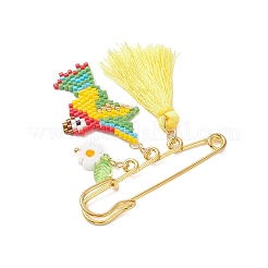 Parrot Glass Seed Bead Brooch&nbsp;JEWB-MZ00006