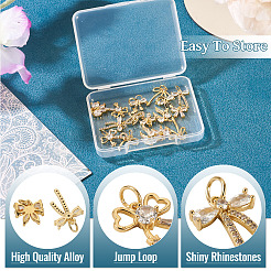 16Pcs 8 Style Brass Micro Pave Cubic Zirconia Charms&nbsp;KK-TA0002-16