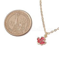 Brass Red Enamel Maple Leaf Pendant Cable Chain Necklaces for Women&nbsp;NJEW-JN05080