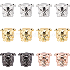 12Pcs 4 Colors Brass Micro Pave Cubic Zirconia Puppy Beads&nbsp;ZIRC-BC0001-14