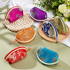 14Pcs 7 Colors Retro Fan-Shaped Cloth Zipper Pouches&nbsp;CON-WR0001-08