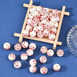 Floral Printed Porcelain Beads&nbsp;PORC-Q202-12mm-1