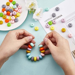 100Pcs Silicone Beads 14mm Silicone Abacus Beads Rubber Beads Large Hole Colored Loose Spacer Beads for DIY Necklace Bracelet Keychain Craft Jewelry Making&nbsp;JX323A