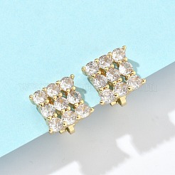 Brass Micro Pave Clear Cubic Zirconia Clip-on Earrings&nbsp;EJEW-A132-02C-G