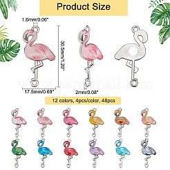 48Pcs 12 Colors Alloy Enamel Connector Charms&nbsp;ENAM-PH0002-23