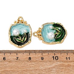 Light Gold Tone Alloy Enamel Pendants&nbsp;ENAM-B028-04KCG