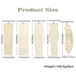 50Pcs 5 Styles Wood Blank Boards for Bookmark Making&nbsp;WOOD-CJ0002-25