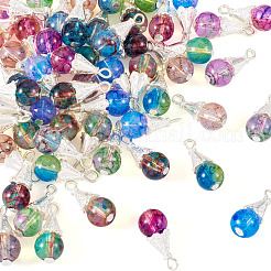 64Pcs 8 Styles Glass & Alloy Pendants&nbsp;PALLOY-TA00177