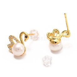 Brass Micro Pave Cubic Zirconia Stud Earrings&nbsp;EJEW-D275-07G