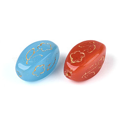 Baking Paint and Golden Metal Enlaced Glass Beads&nbsp;DGLA-T004-35M