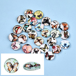 Printed Glass Half Round/Dome Cabochons&nbsp;GGLA-N004-10mm-C1