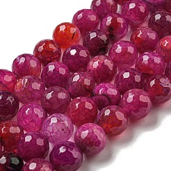 Faceted Natural Dragon Veins Agate Beads Strands&nbsp;G-F447-12mm-P01