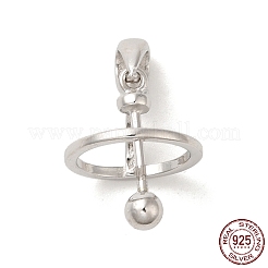 Anti-Tarnish Rhodium Plated 925 Sterling Silver Locket Style Planet Pinch Bails&nbsp;LS-STER-NH0001-55B-P