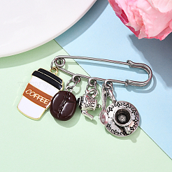 Coffee 304 Stainless Steel Brooch&nbsp;JEWB-YW00002