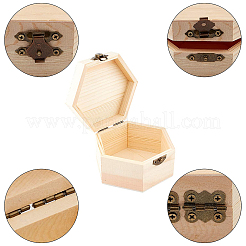 2Pcs Unfinished Pine Wood Jewelry Box&nbsp;CON-GF0001-06