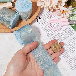 4.5M Single Face Hot Stamping Polyester Frayed Ribbon&nbsp;OCOR-WH20003-08C