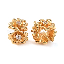 Brass Micro Pave Clear Cubic Zirconia Beads&nbsp;KK-K422-19G