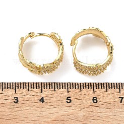 Leaf Brass Micro Pave Clear Cubic Zirconia Hoop Earrings&nbsp;EJEW-C182-06G