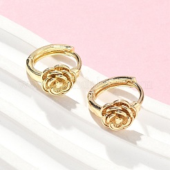 Rose Brass Hoop Earrings&nbsp;EJEW-Z102-03G