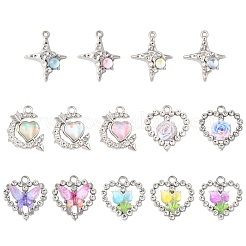 20Pcs 8 Styles Platinum Alloy Glass Pendants&nbsp;FIND-FS0003-78