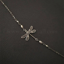 Tibetan Style Alloy Dragonfly Link Chain Anklets for Women&nbsp;WGFA0A3-01