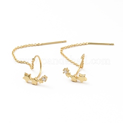 Clear Cubic Zirconia Star Tassel Dangle Stud Earrings&nbsp;EJEW-B013-15