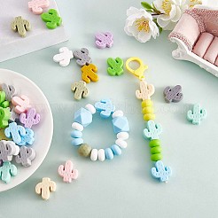 60Pcs Cactus Silicone Focal Beads Colorful Large Hole Loose Spacer Beads Silicone Beads for DIY Necklace Bracelet Earrings Keychain Craft Jewelry Making&nbsp;JX324A