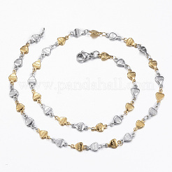 304 Stainless Steel Heart Link Chain Jewelry Sets&nbsp;SJEW-H103-02GP