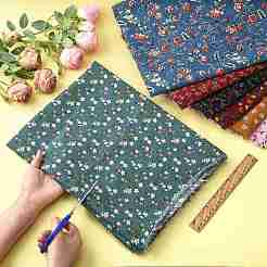 Cotton & Linen Flower Pattern Printed Fabric&nbsp;AJEW-FZC0003-01C
