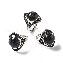 Synthetic Blue Goldstone Adjustable Rings&nbsp;G-P560-03AS-08