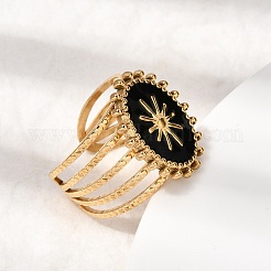 304 Stainless Steel Enamel Cuff Open Rings&nbsp;RJEW-Z139-01G