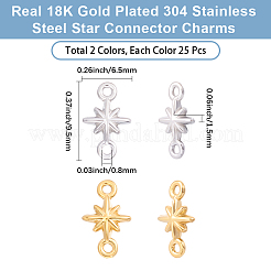 50Pcs 2 Colors 304 Stainless Steel Star Links&nbsp;STAS-BBC0010-80