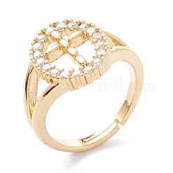 Brass Micro Pave Clear Cubic Zirconia Adjustable Rings&nbsp;RJEW-A002-01G