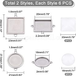 24Pcs 304 Stainless Steel Cabochon Connector Settings&nbsp;STAS-UN0027-43