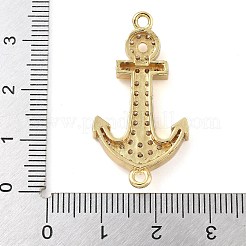 Rack Plating Brass Micro Pave Clear Cubic Zirconia Anchor Connector Charms&nbsp;KK-A234-052G