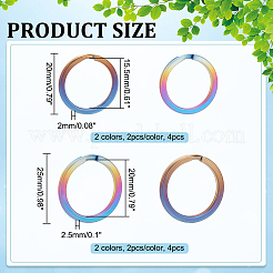 8Pcs 4 Styles Titanium Alloy Split Key Rings&nbsp;FIND-WR0010-05B