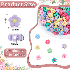 300Pcs Two Tone Opaque Acrylic Beads&nbsp;SACR-UN0001-06