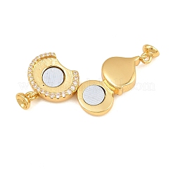 Brass Micro Pave Clear Cubic Zirconia Magnetic Clasps&nbsp;CU-CBA8264-06G